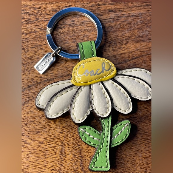 Coach Handbags - COACH White Leather Daisy Bag Charm